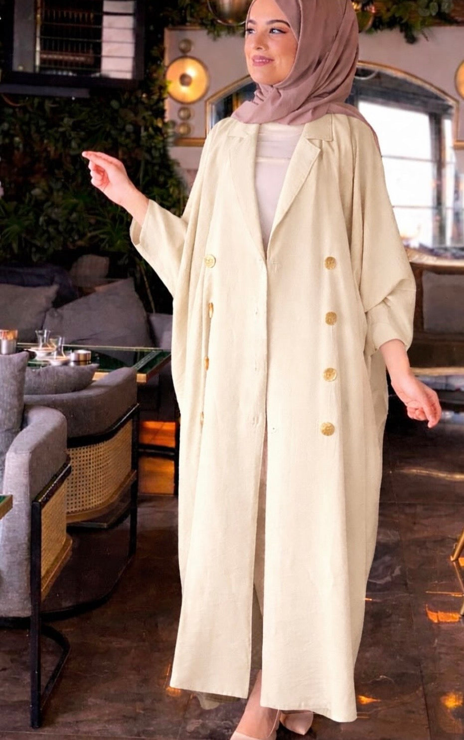 Royal buttoned modest abaya