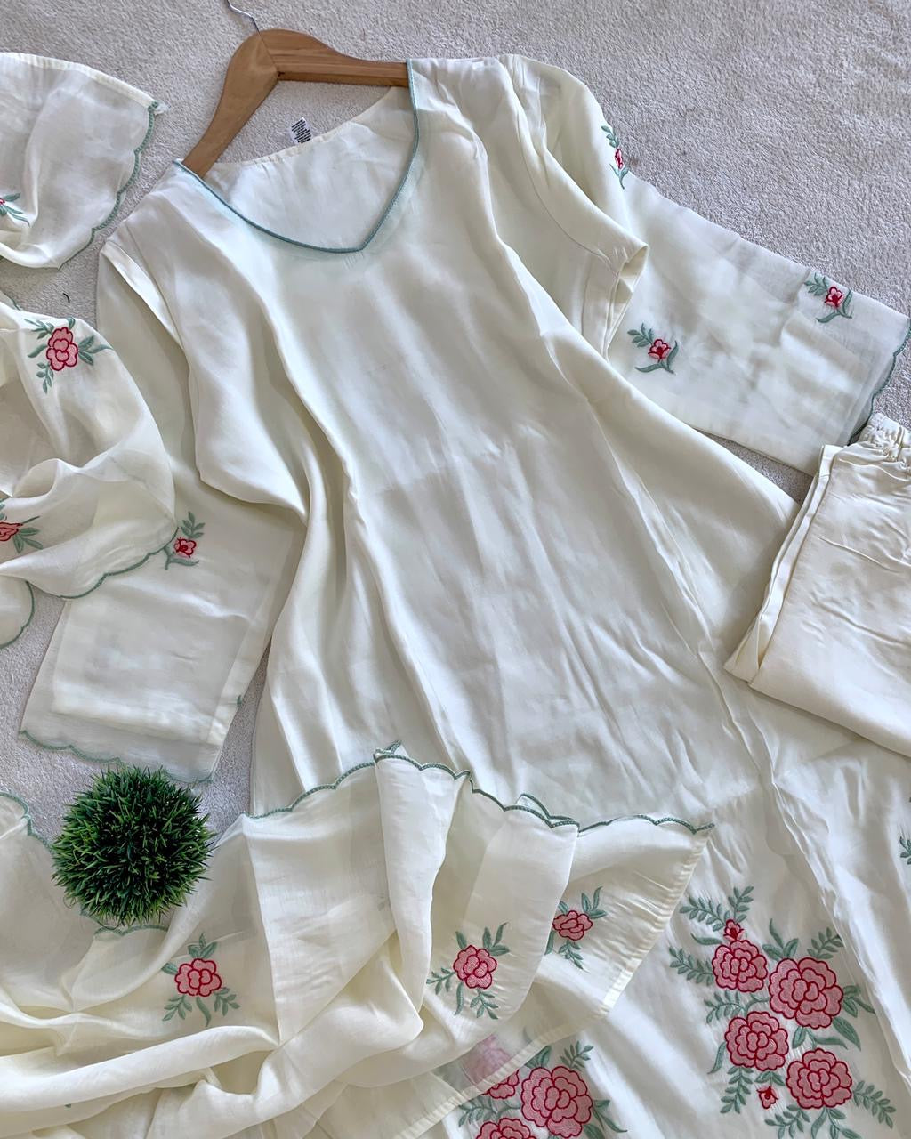 Bloom Embroidered Kurta Set with Dupatta