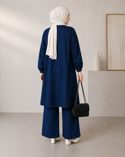 Amoura Denim Set | Modest Embroidered Outfit