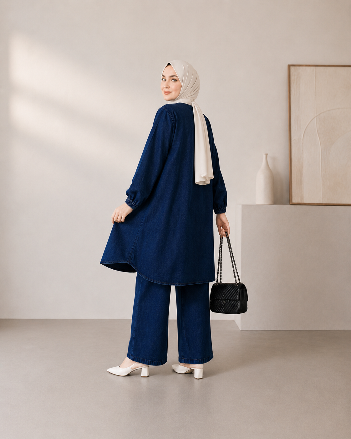 Amoura Denim Set | Modest Embroidered Outfit