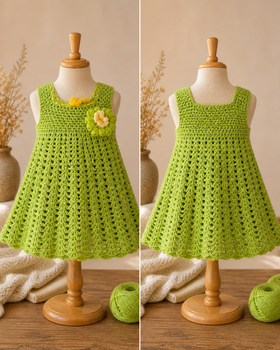 Green Crochet Kids Dress