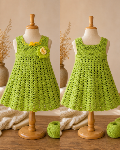 Green Crochet Kids Dress