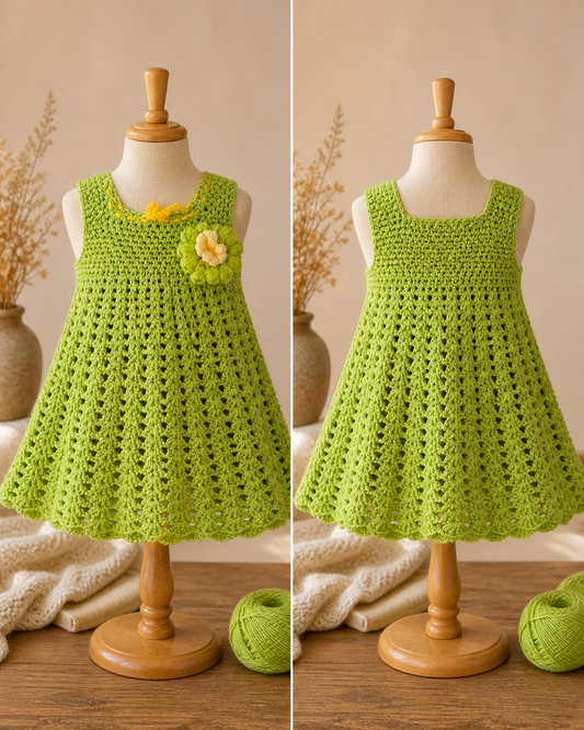 Green Crochet Kids Dress