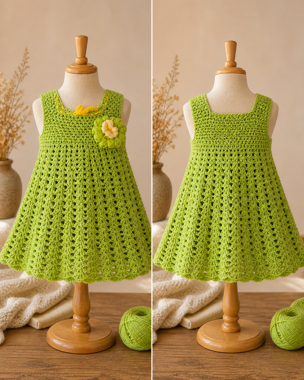 Green Crochet Kids Dress