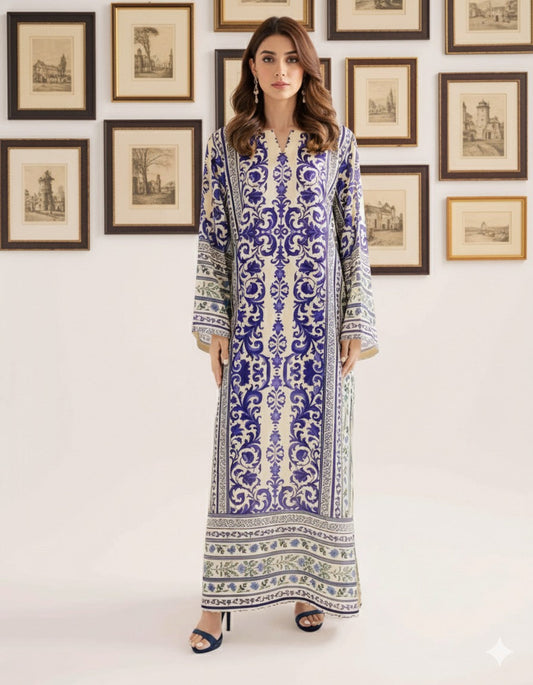 Royal Indigo Printed Kaftan
