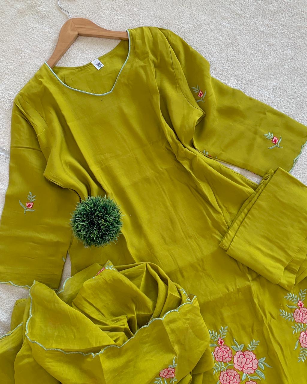 Bloom Embroidered Kurta Set with Dupatta