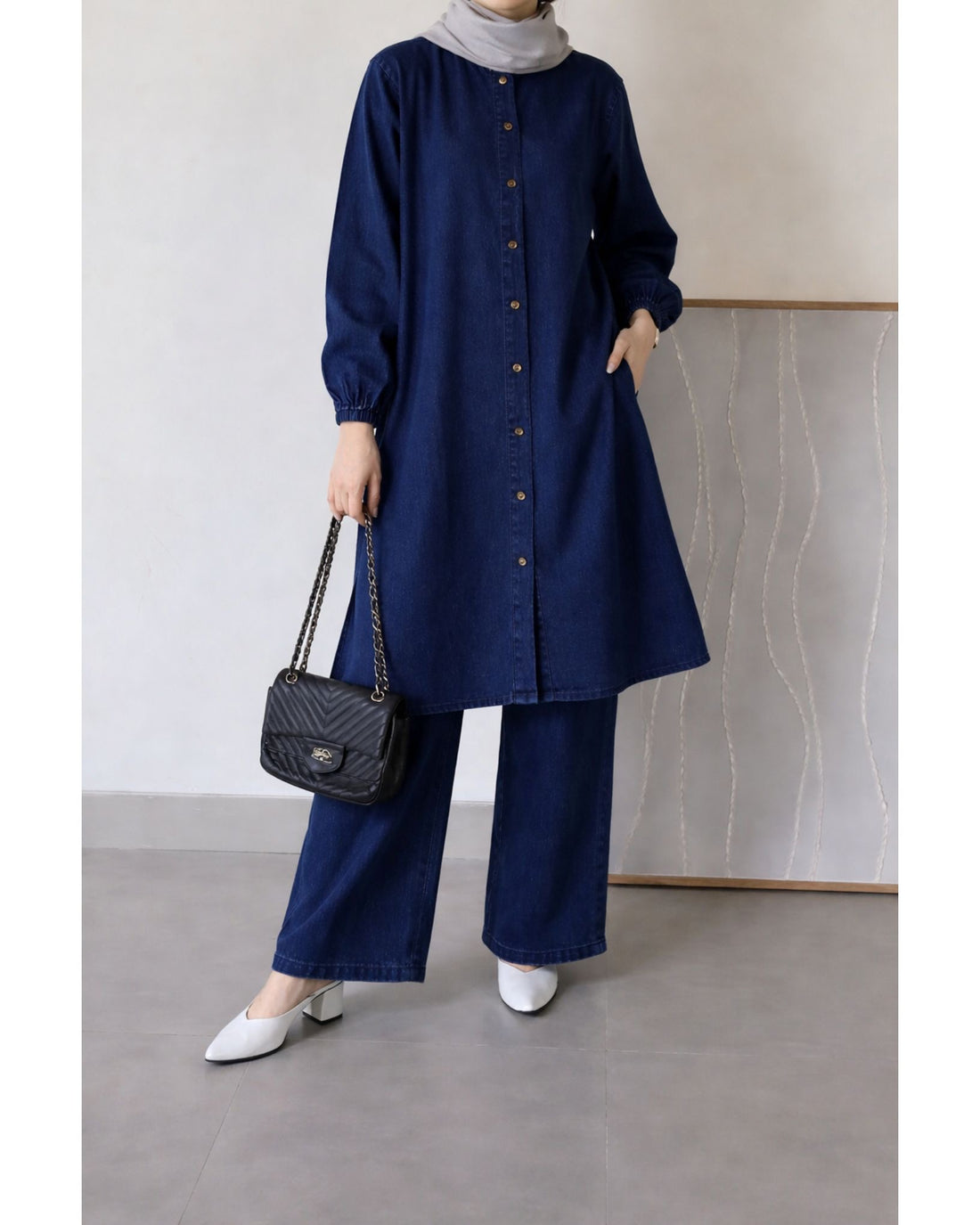 Amoura Denim Set | Modest Embroidered Outfit