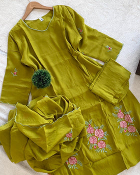 Bloom Embroidered Kurta Set with Dupatta