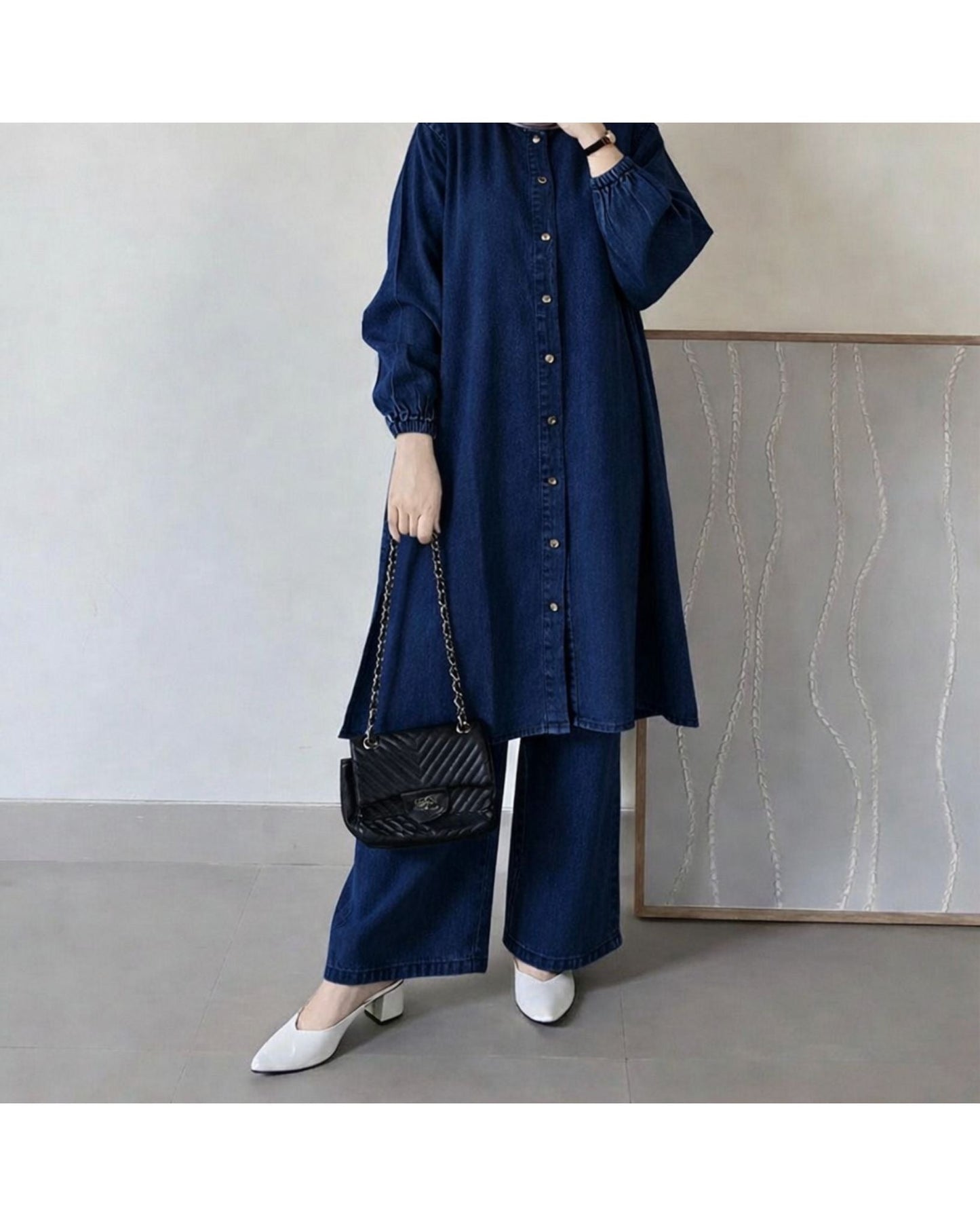 Amoura Denim Set | Modest Embroidered Outfit