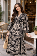 Zara Breezy Floral Maxi Gown – Black & White Modest Dress