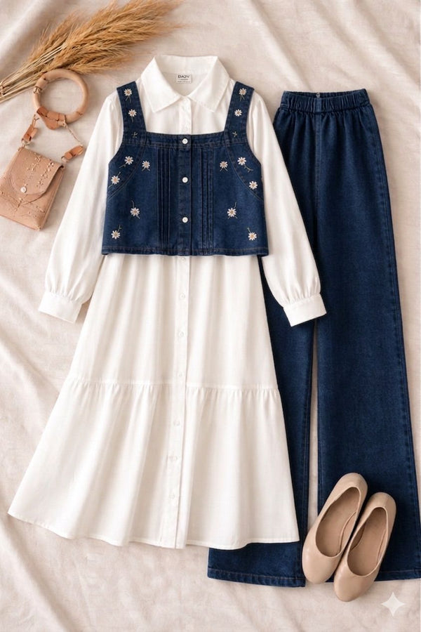 Casual luxe denim trio set