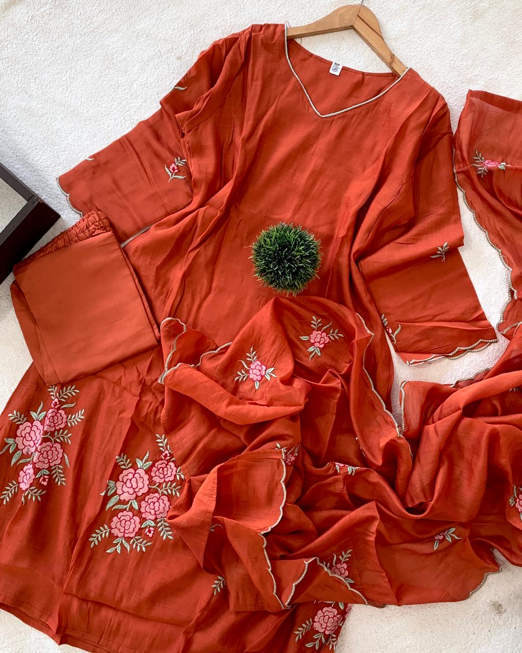 Bloom Embroidered Kurta Set with Dupatta