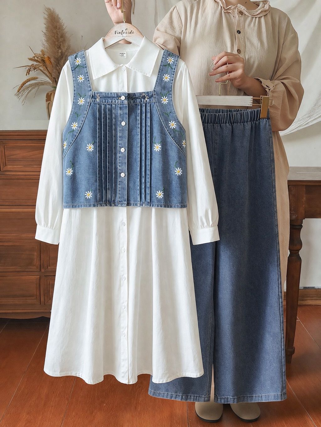Casual luxe denim trio set