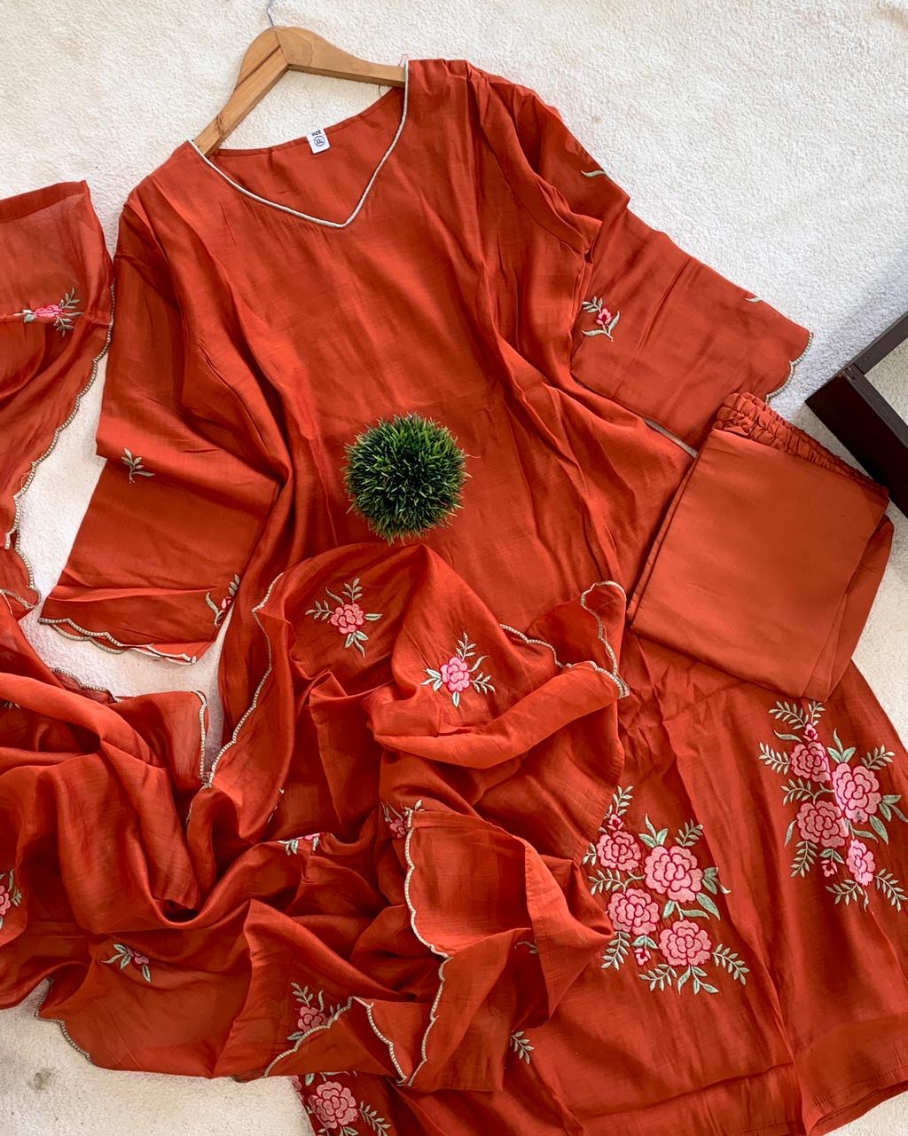 Bloom Embroidered Kurta Set with Dupatta