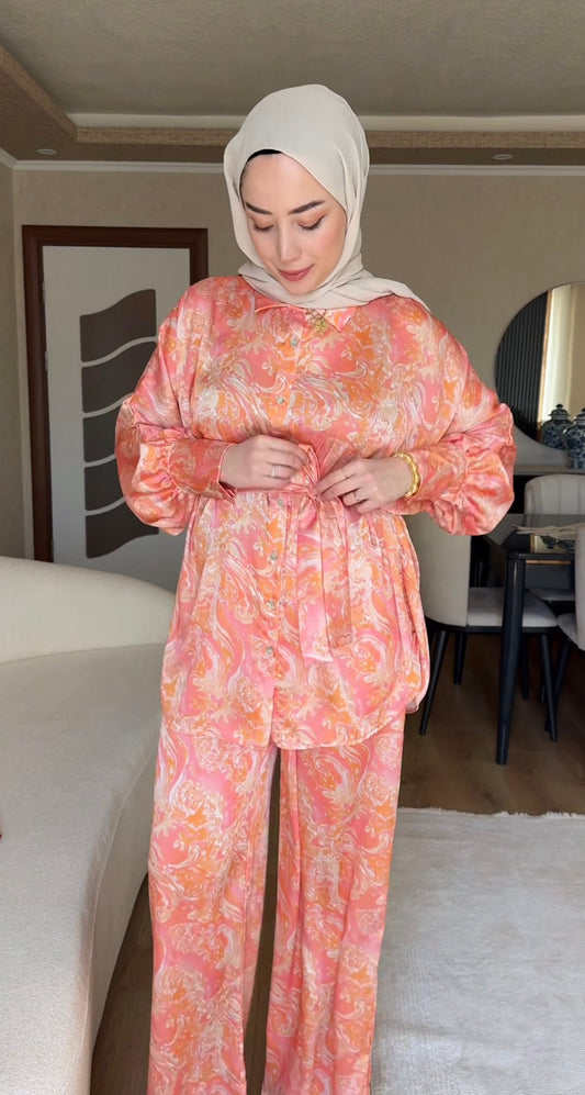 SATIN PEACH CORDSET