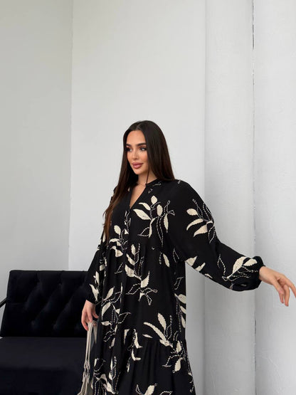 Noir Leaf Abaya