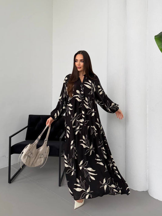 Noir Leaf Abaya