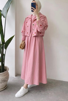 Midnight berry embroidered jacket dress