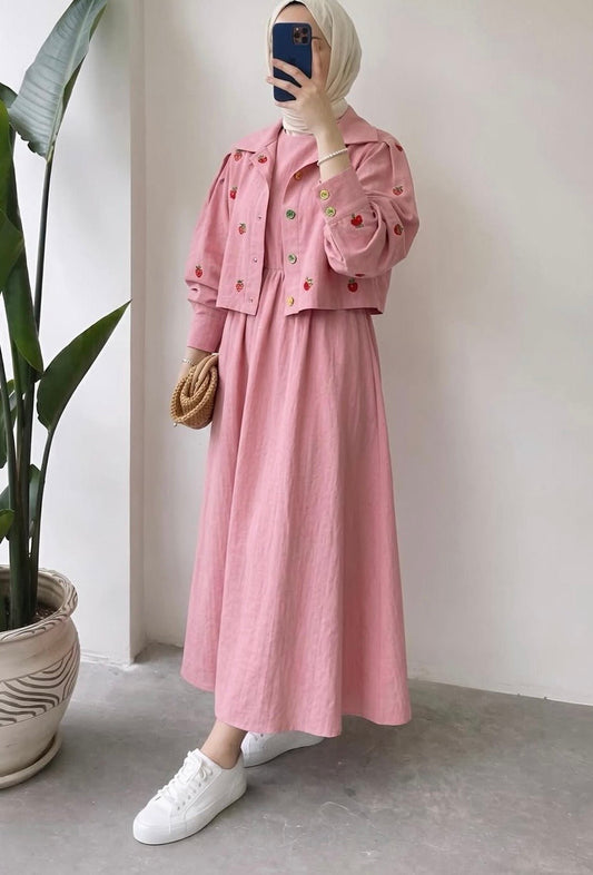 Midnight berry embroidered jacket dress