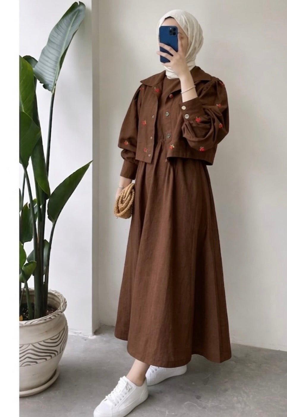 Midnight berry embroidered jacket dress