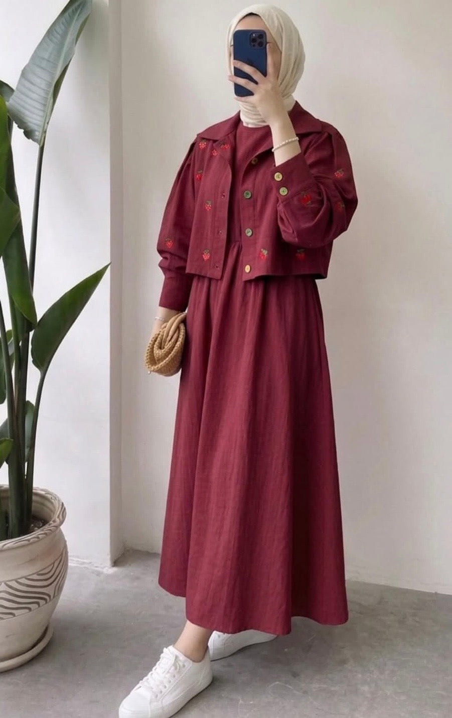 Midnight berry embroidered jacket dress