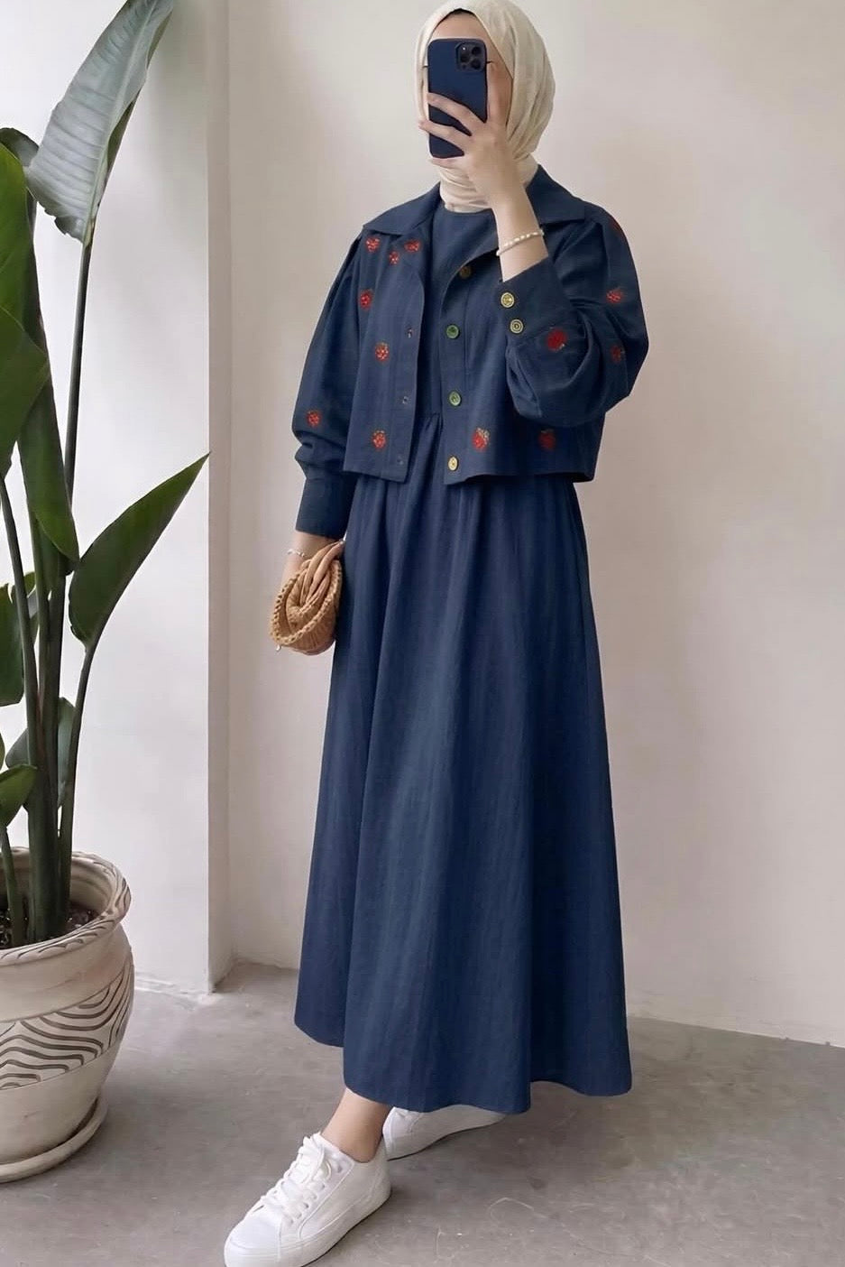 Midnight berry embroidered jacket dress