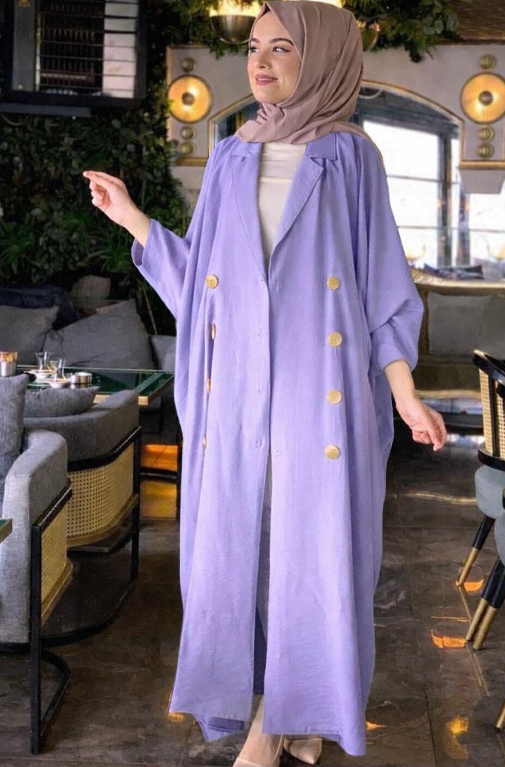 Royal buttoned modest abaya