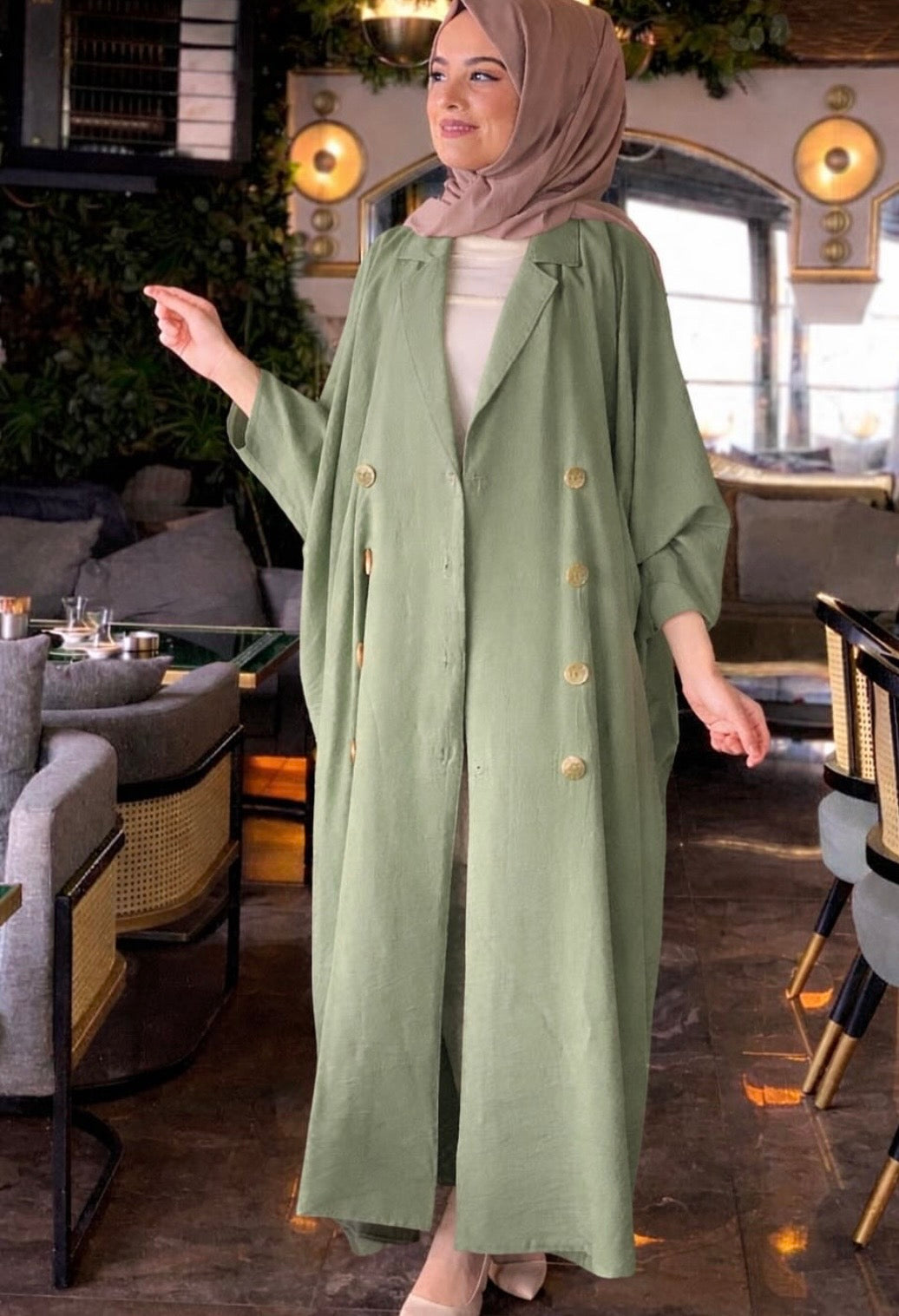 Royal buttoned modest abaya