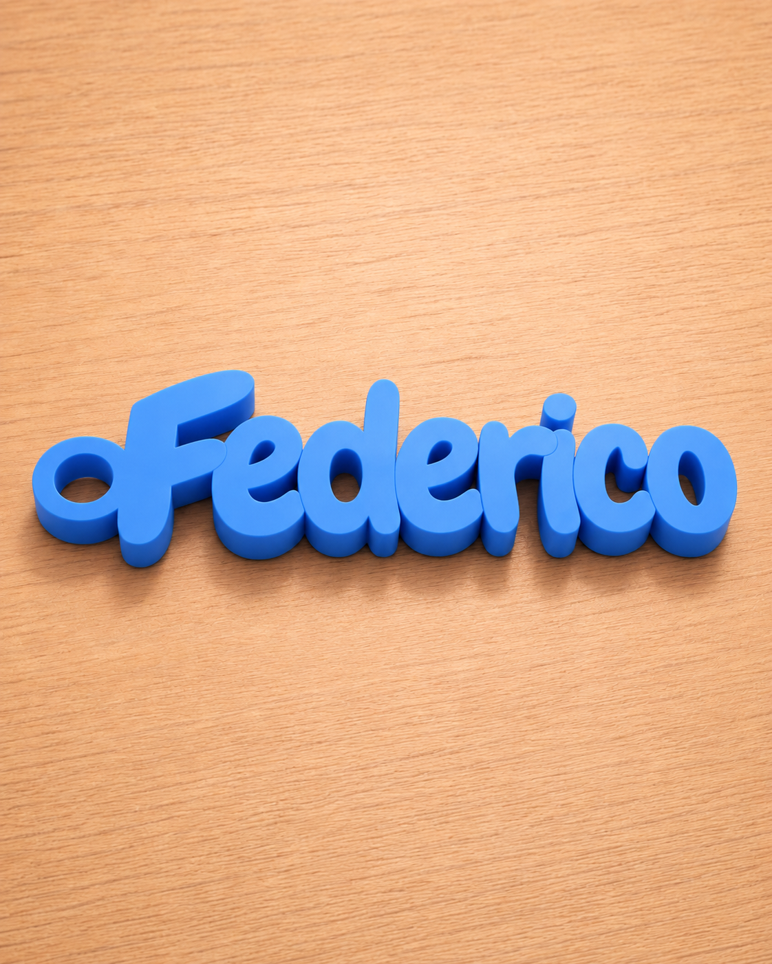 Blue 3D printed name keychain
