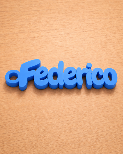 Blue 3D printed name keychain