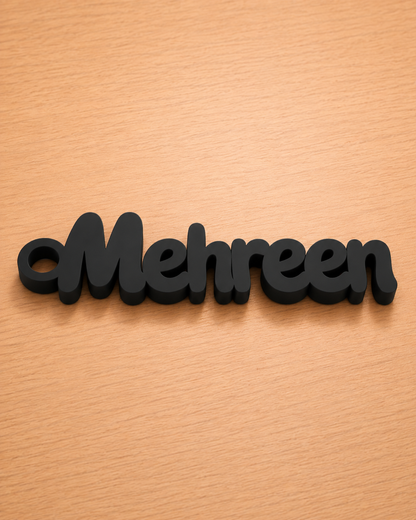 Black 3D printed name keychain