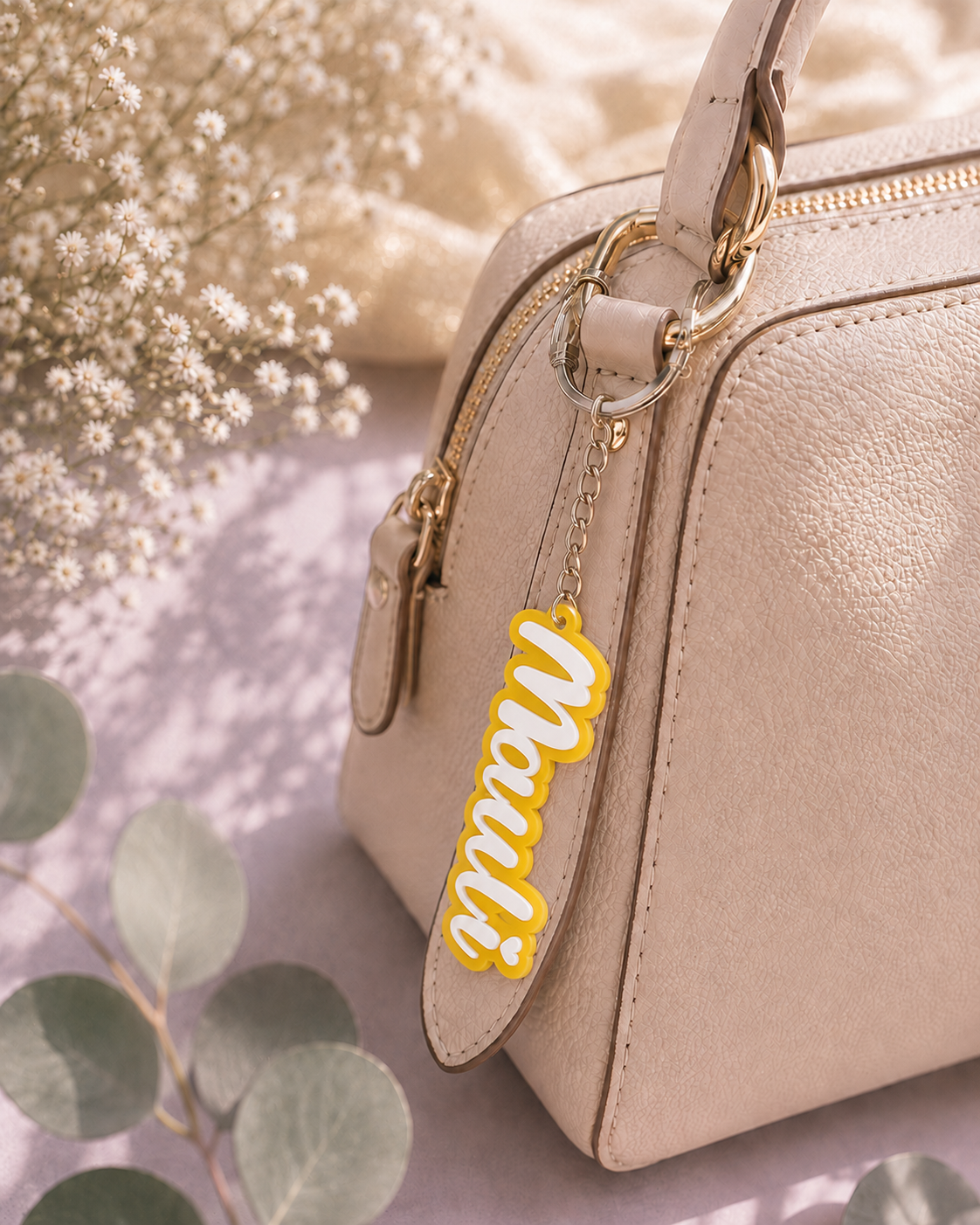 Candy name keychain in Lemon Yellow