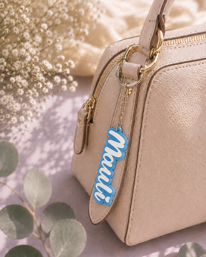 Candy name keychain in Sky Blue
