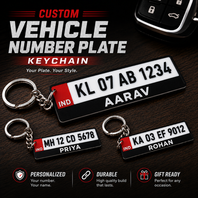 Custom Vehicle Number Plate Keychain