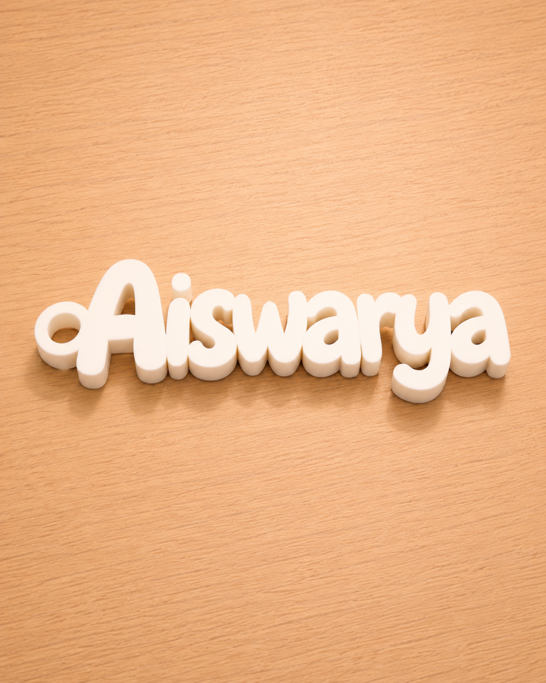 White 3D printed name keychain