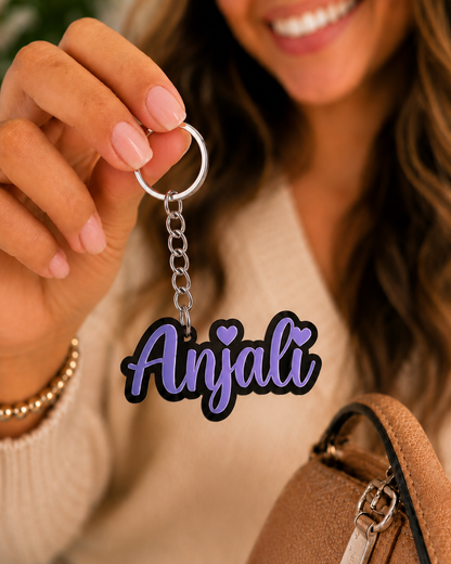 Elegant name keychain in Lavender