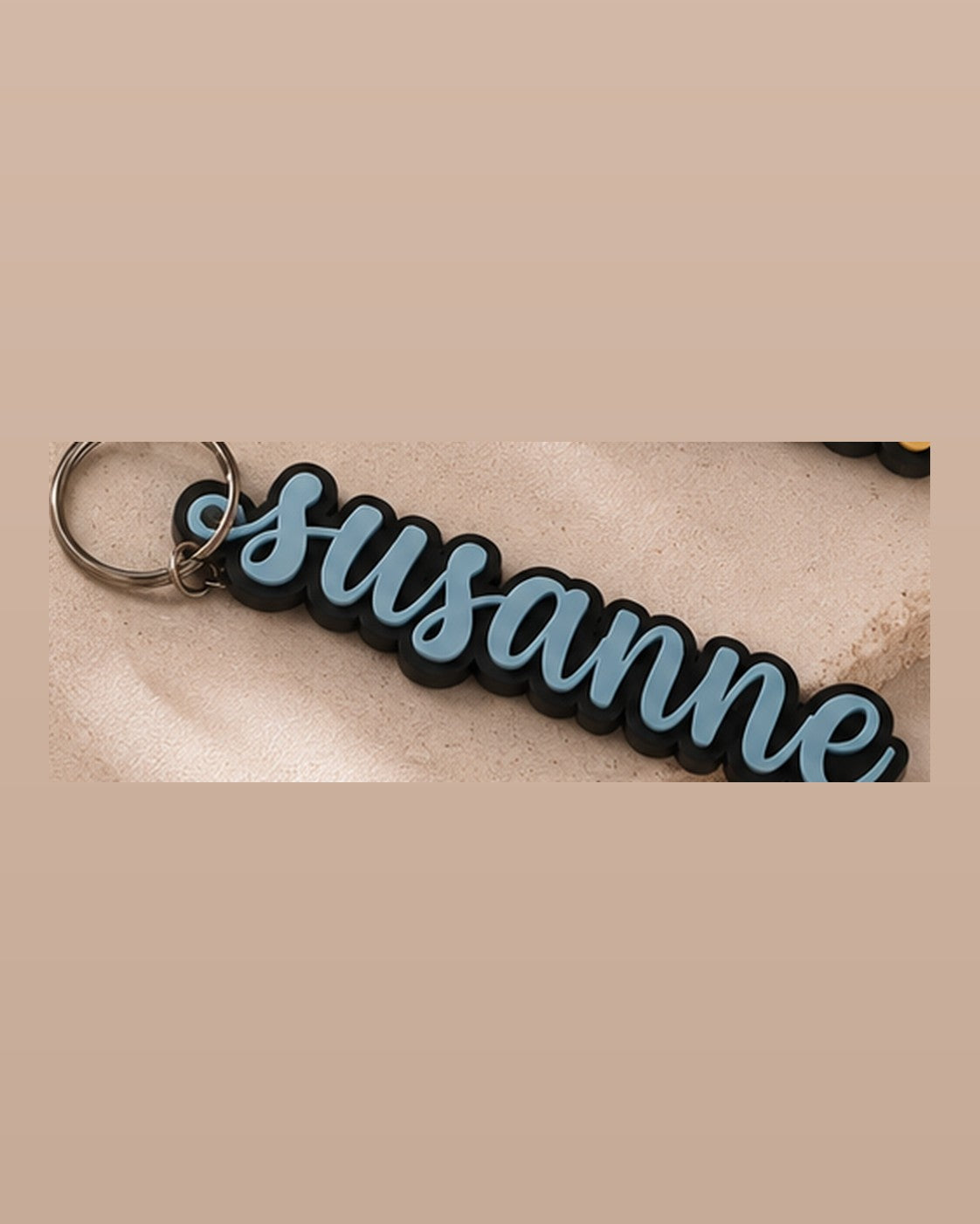Elegant script name keychain - Light Blue