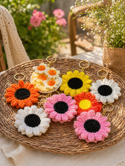 Crochet Sunflower Keychain