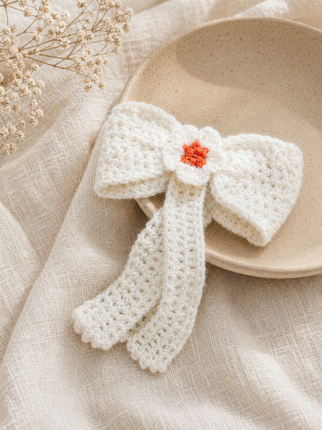White Bow Hair Clip Studio
