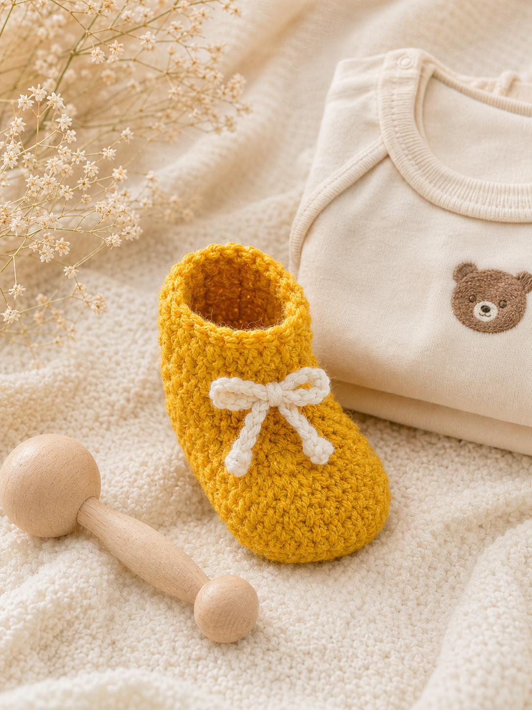 Yellow Bow Booties side
