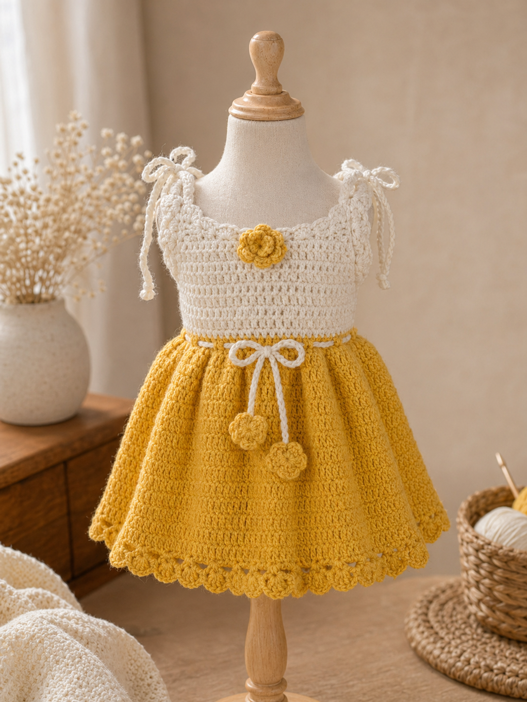 Yellow Cream Dress front