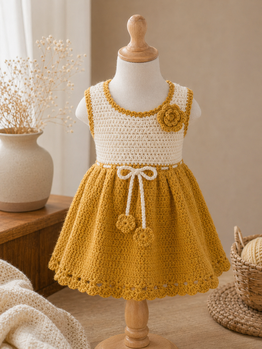 Yellow Cream Dress on mannequin