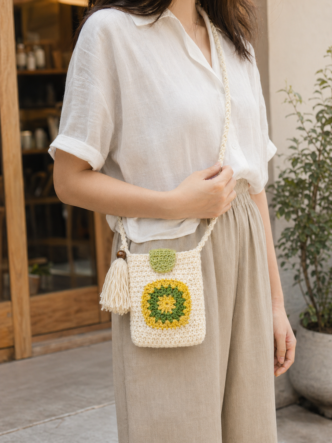Sunflower Crossbody Bag on model