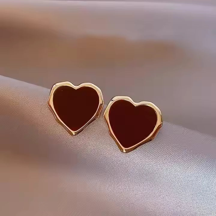 Vintage Enamel Red Love Heart - K011