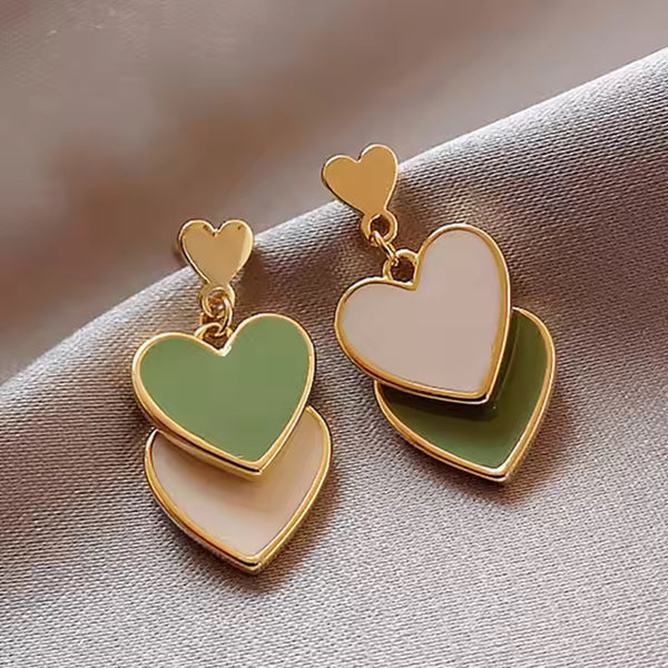 Green & White Double Heart - K016