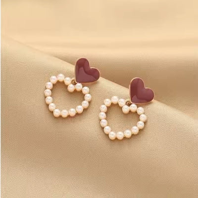 Double Love Heart Earrings - K021
